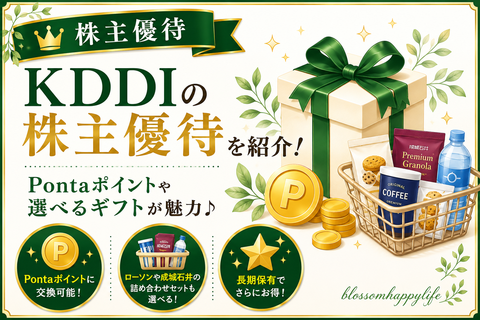 【株主優待】KDDI株主優待は何がもらえる？｜Pontaポイントや成城石井詰合せセットを紹介